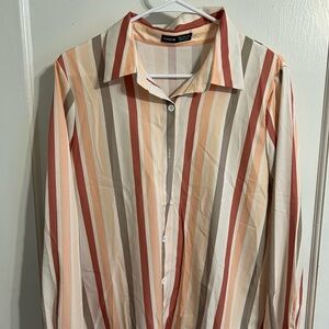 SHEIN Women’s Vibrant Striped Button Down Shirt